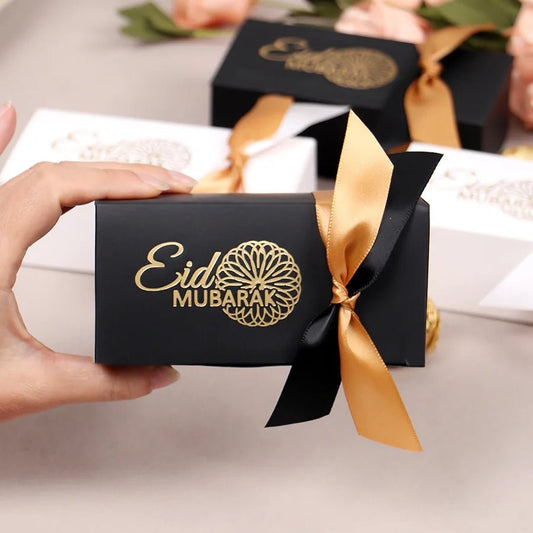 10Pcs Black Or White Eid Mubarak Gift Boxes - Shopping Time Australia