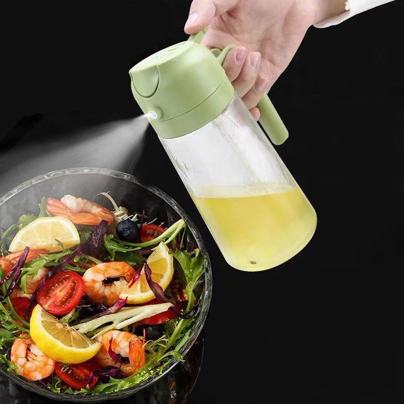 2in1 500ml Plastic Spray Oil Sprayer Bottle Spray Oil Dispenser Oil Jar Cruet BBQ Kitchen Baking Roasting Picnic Kitchen Tool - Shopping Time Australia - 