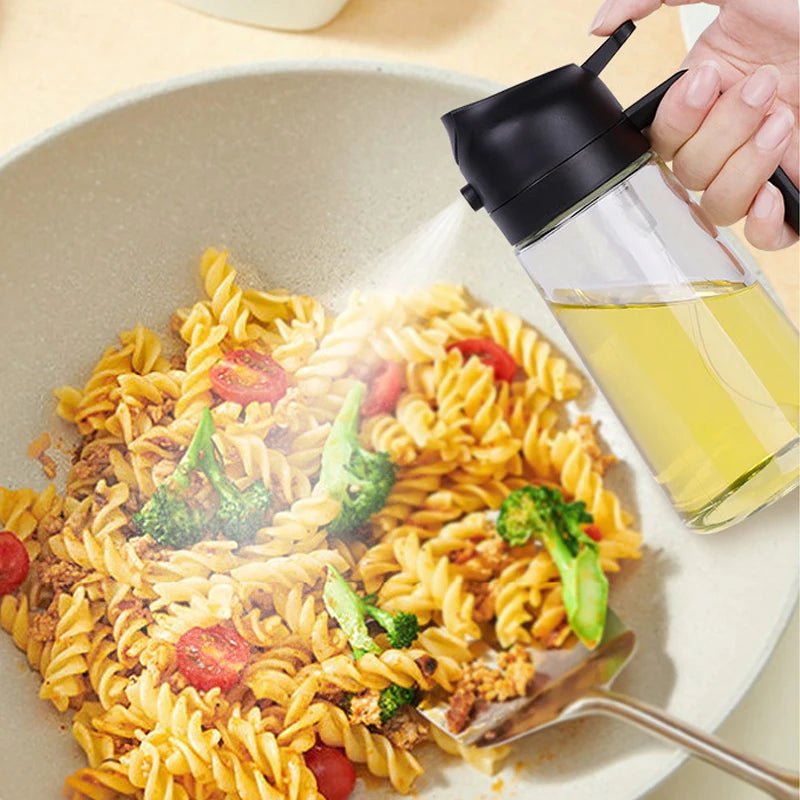 2in1 500ml Plastic Spray Oil Sprayer Bottle Spray Oil Dispenser Oil Jar Cruet BBQ Kitchen Baking Roasting Picnic Kitchen Tool - Shopping Time Australia - 