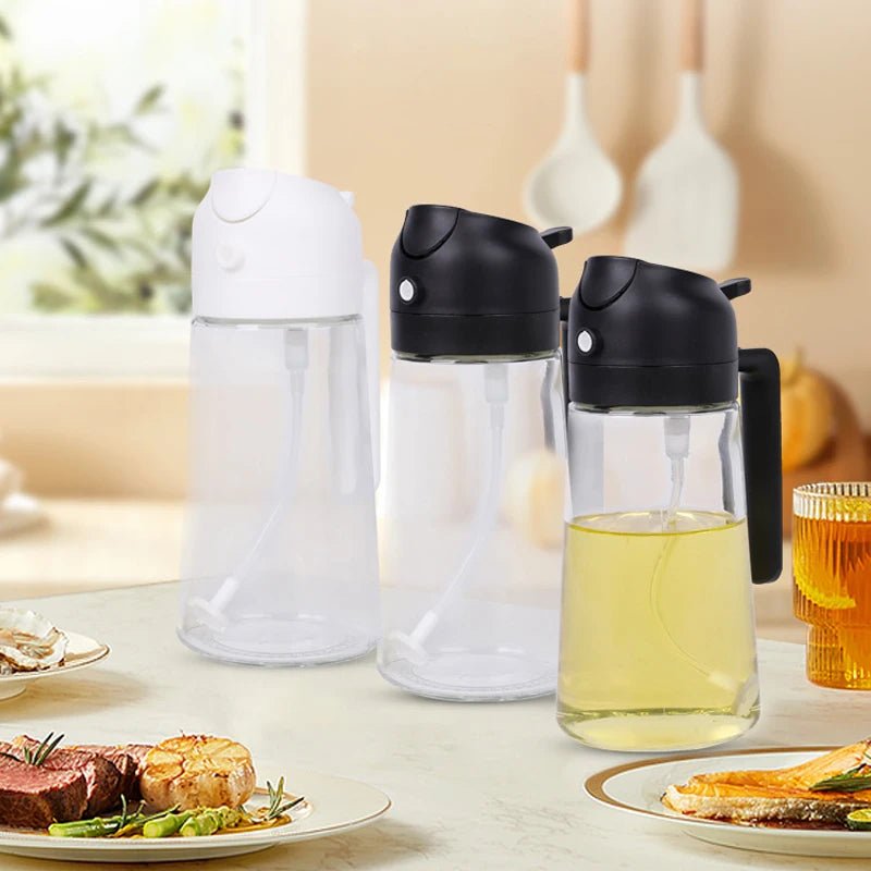 2in1 500ml Plastic Spray Oil Sprayer Bottle Spray Oil Dispenser Oil Jar Cruet BBQ Kitchen Baking Roasting Picnic Kitchen Tool - Shopping Time Australia - 