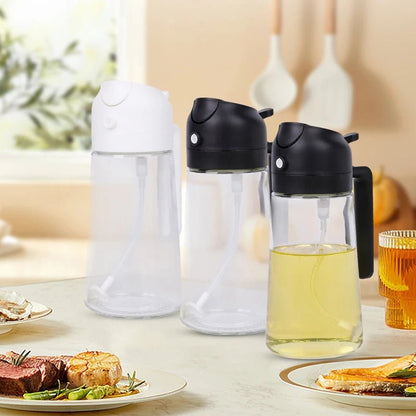 2in1 500ml Plastic Spray Oil Sprayer Bottle Spray Oil Dispenser Oil Jar Cruet BBQ Kitchen Baking Roasting Picnic Kitchen Tool - Shopping Time Australia - 