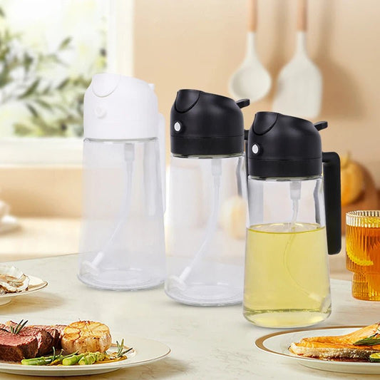 2in1 500ml Plastic Spray Oil Sprayer Bottle Spray Oil Dispenser Oil Jar Cruet BBQ Kitchen Baking Roasting Picnic Kitchen Tool - Shopping Time Australia - 