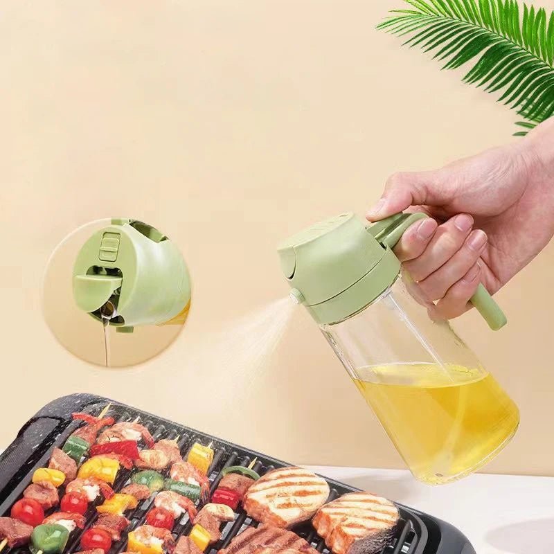 2in1 500ml Plastic Spray Oil Sprayer Bottle Spray Oil Dispenser Oil Jar Cruet BBQ Kitchen Baking Roasting Picnic Kitchen Tool - Shopping Time Australia - 