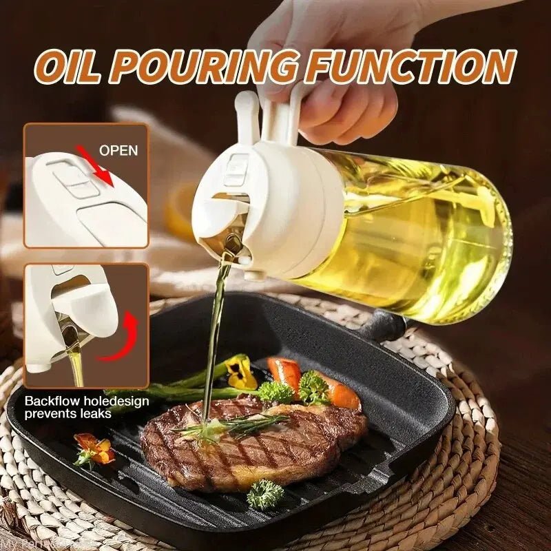 2in1 500ml Plastic Spray Oil Sprayer Bottle Spray Oil Dispenser Oil Jar Cruet BBQ Kitchen Baking Roasting Picnic Kitchen Tool - Shopping Time Australia - 