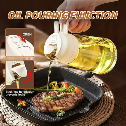 2in1 500ml Plastic Spray Oil Sprayer Bottle Spray Oil Dispenser Oil Jar Cruet BBQ Kitchen Baking Roasting Picnic Kitchen Tool - Shopping Time Australia - 