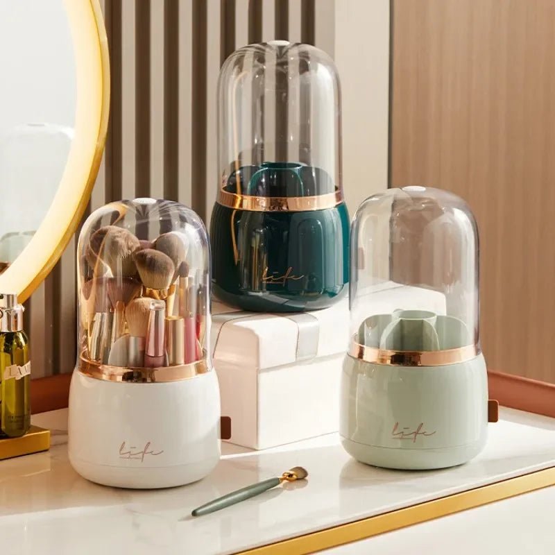 360° Rotating Makeup Brush Holder & Cosmetic Storage Box - Shopping Time Australia