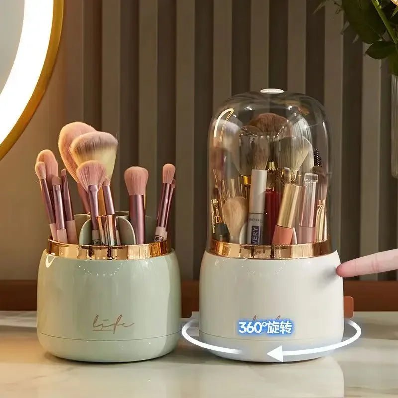 360° Rotating Makeup Brush Holder & Cosmetic Storage Box - Shopping Time Australia
