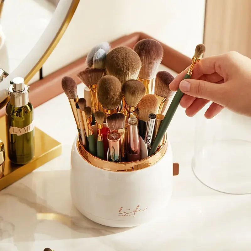 360° Rotating Makeup Brush Holder & Cosmetic Storage Box - Shopping Time Australia