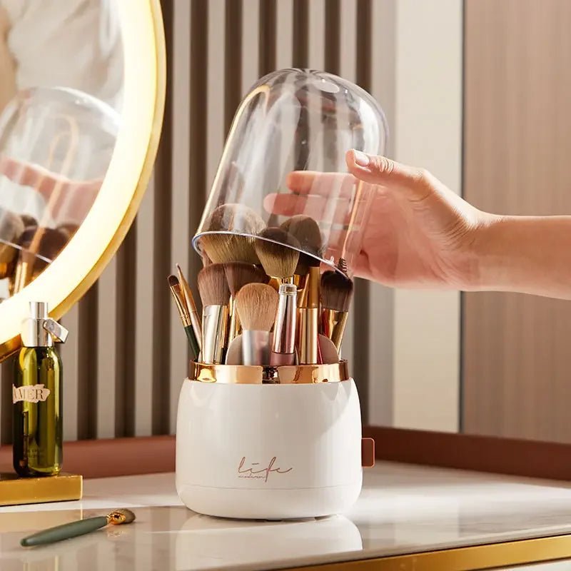 360° Rotating Makeup Brush Holder & Cosmetic Storage Box - Shopping Time Australia