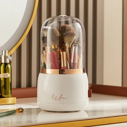 360° Rotating Makeup Brush Holder & Cosmetic Storage Box - Shopping Time Australia