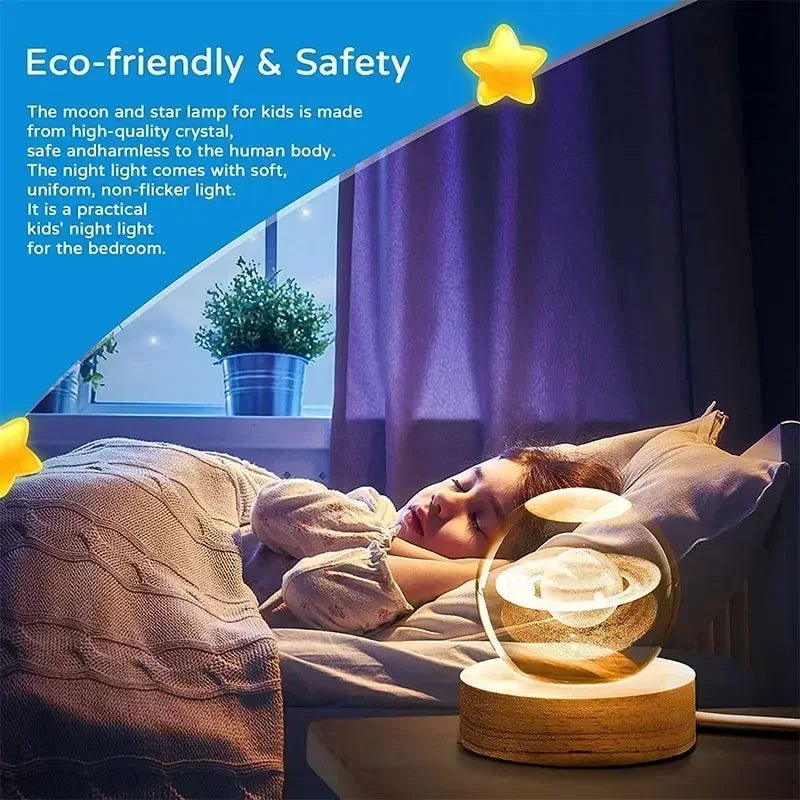 6cm 3D Moon Crystal Ball Glass Ball Decoration - Shopping Time Australia
