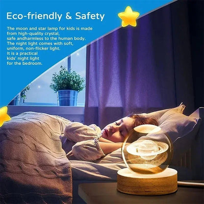 6cm 3D Moon Crystal Ball Glass Ball Decoration - Shopping Time Australia