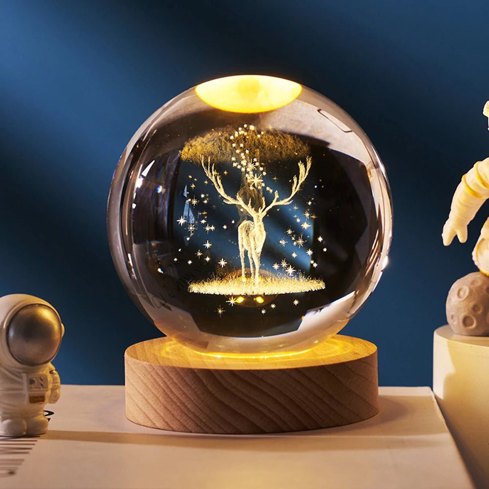 6cm 3D Moon Crystal Ball Glass Ball Decoration - Shopping Time Australia