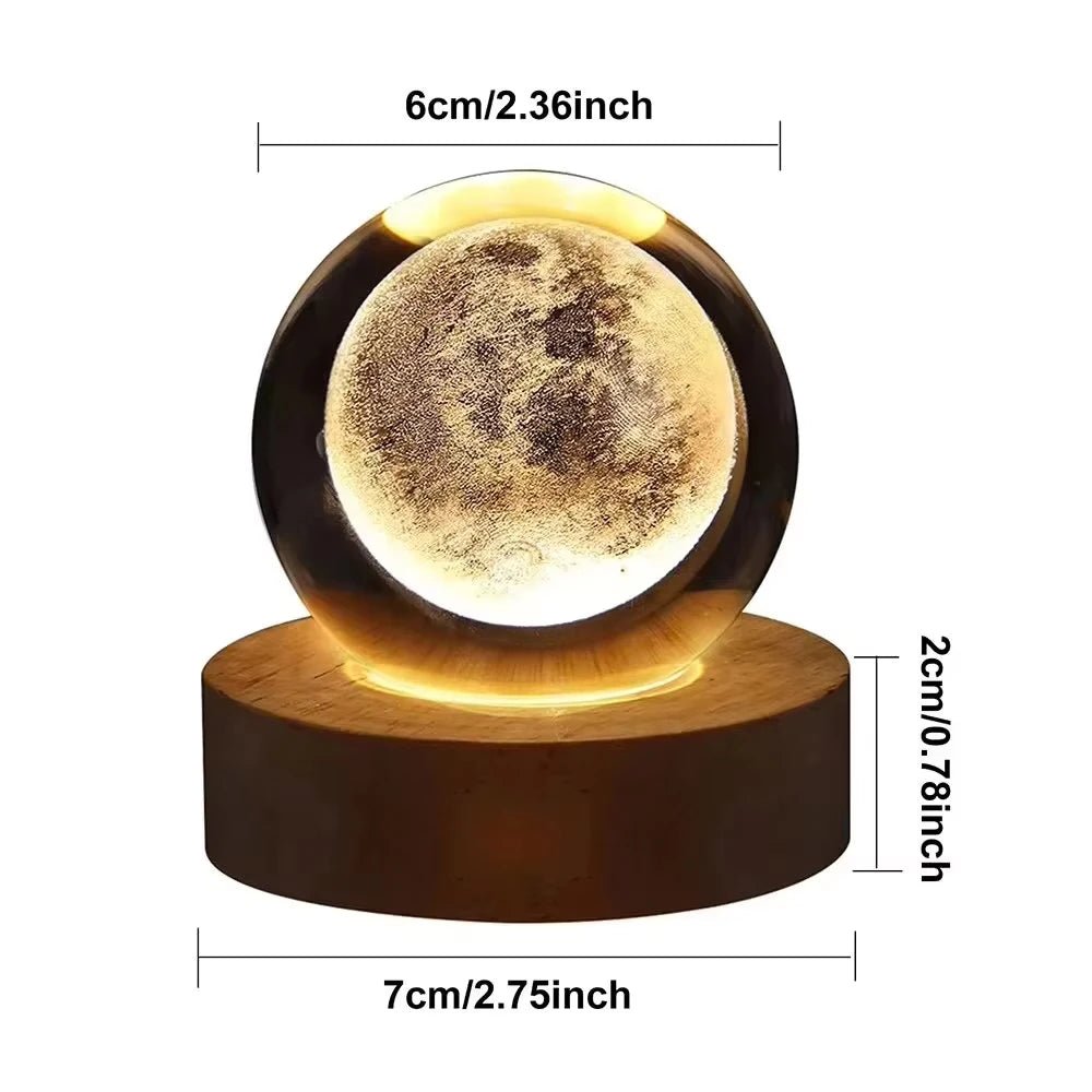 6cm 3D Moon Crystal Ball Glass Ball Decoration - Shopping Time Australia