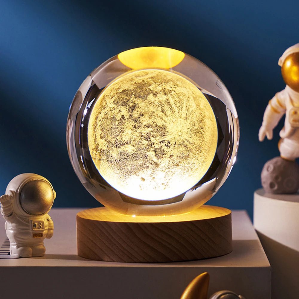 6cm 3D Moon Crystal Ball Glass Ball Decoration - Shopping Time Australia