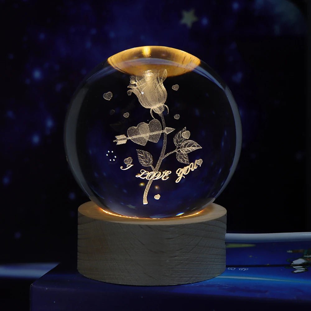 6cm 3D Moon Crystal Ball Glass Ball Decoration - Shopping Time Australia