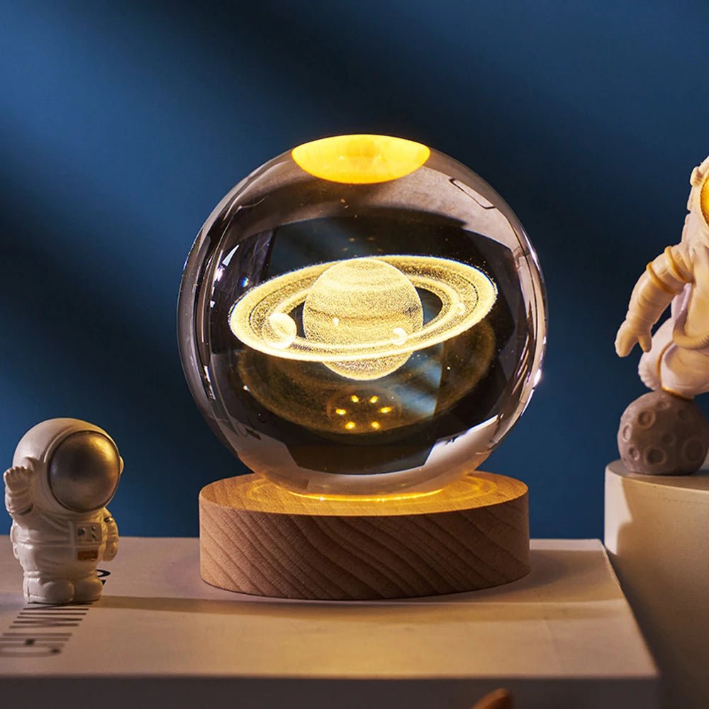 6cm 3D Moon Crystal Ball Glass Ball Decoration - Shopping Time Australia