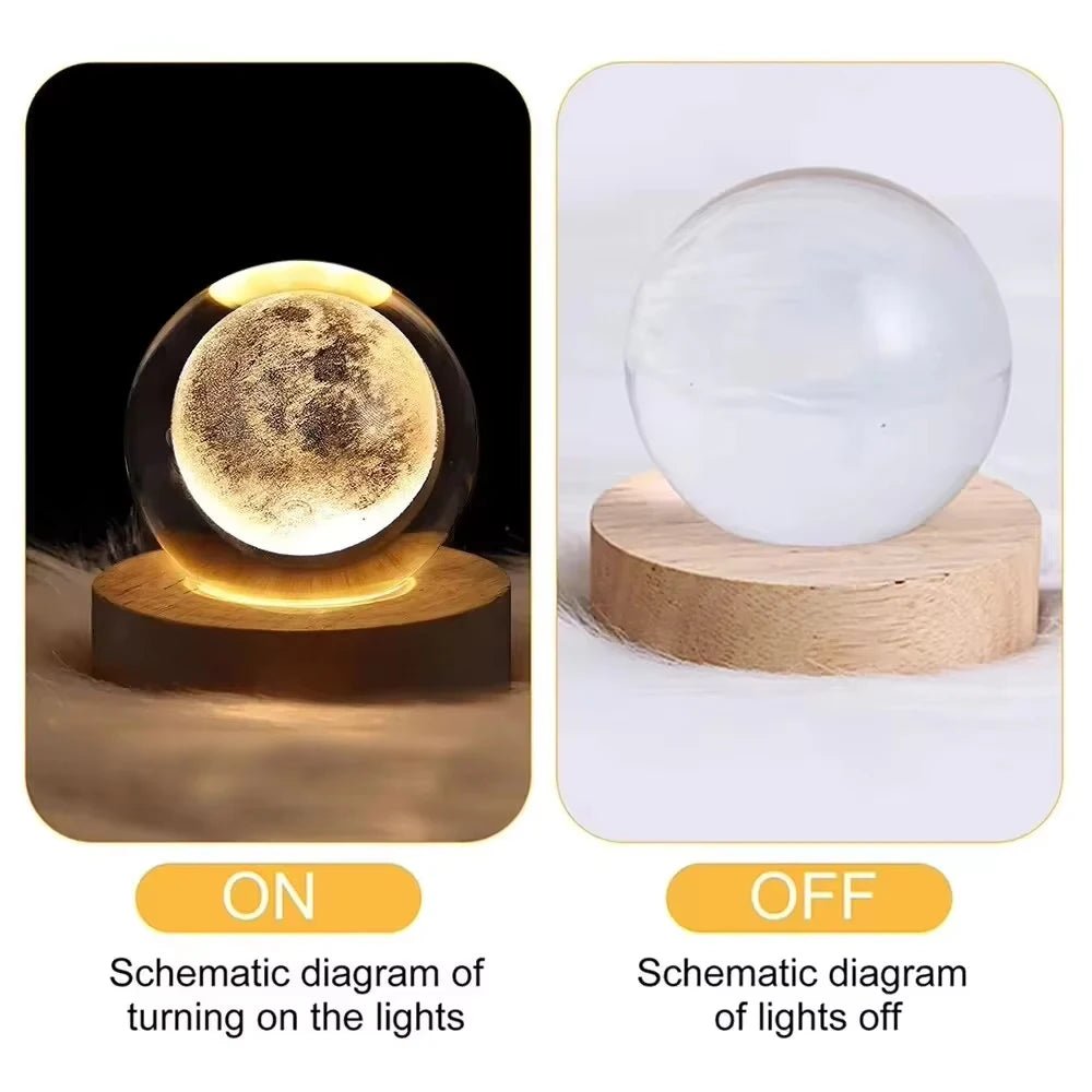 6cm 3D Moon Crystal Ball Glass Ball Decoration - Shopping Time Australia