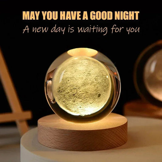 6cm 3D Moon Crystal Ball Glass Ball Decoration - Shopping Time Australia