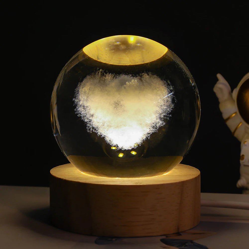 6cm 3D Moon Crystal Ball Glass Ball Decoration - Shopping Time Australia