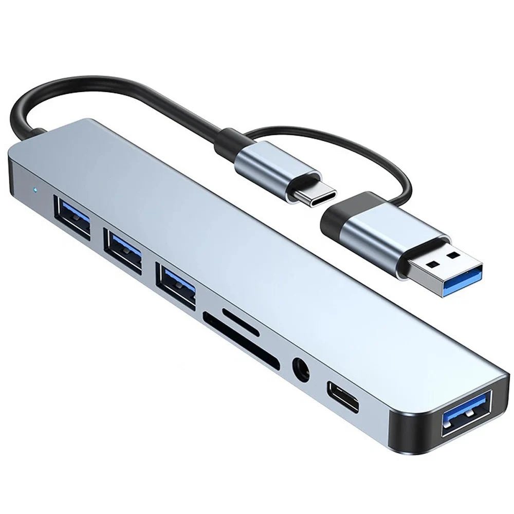8in2 USB 3.0 Hub USB - C Docking Station SD/TF Card Reader OTG Adapter 8in2 Type - C Splitter for Laptop MacBook - Shopping Time Australia - 
