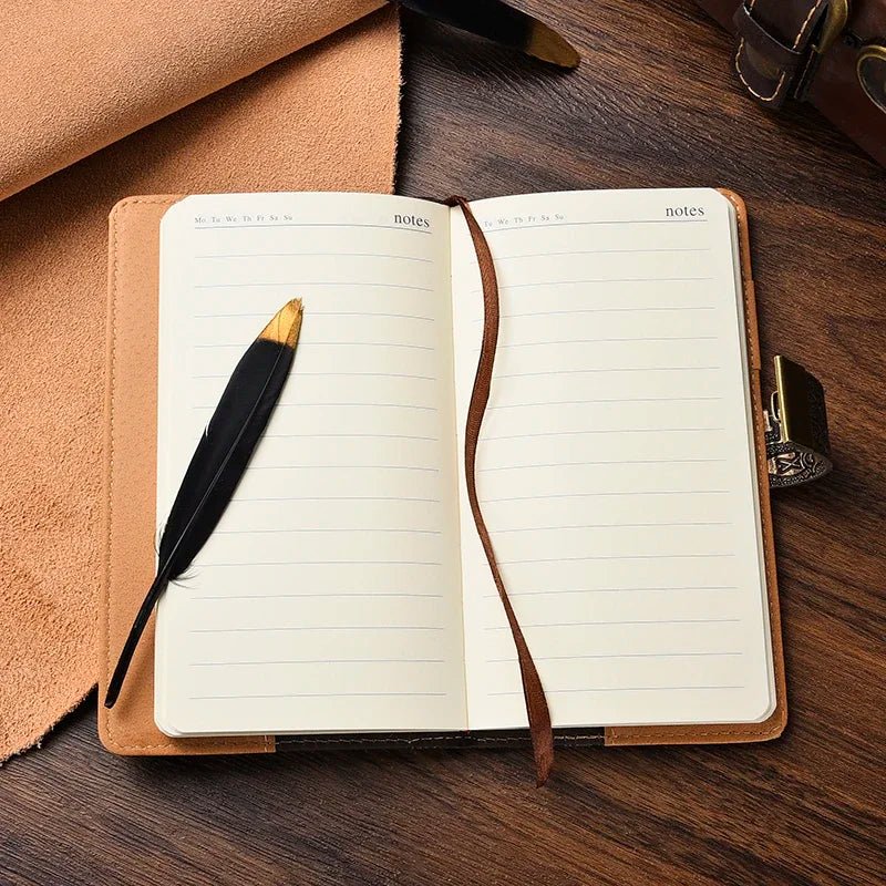 A6/A5/B5 Vintage Notebook With Lock Retro Leather Diary Journal Notebook Sketchbook Stationery School Office Supplies Note Book - Shopping Time Australia - 