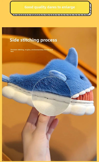 Children's Cartoon Shark Cotton Slippers - Shopping Time Australia