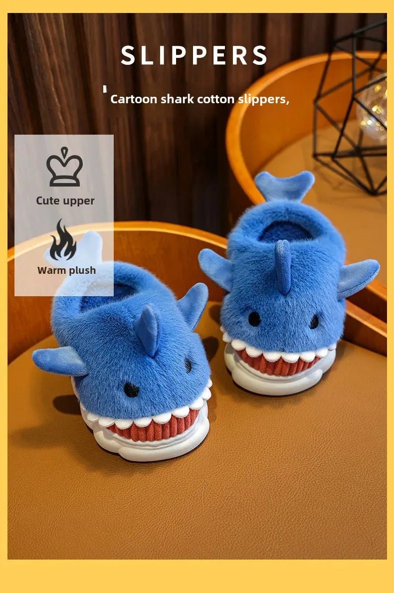 Children's Cartoon Shark Cotton Slippers - Shopping Time Australia