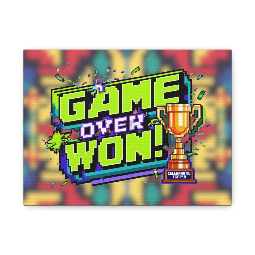 Inspirational Wall Art Canvas - 'Game Over, I Won!' - Fun Home Decor - Shopping Time Australia