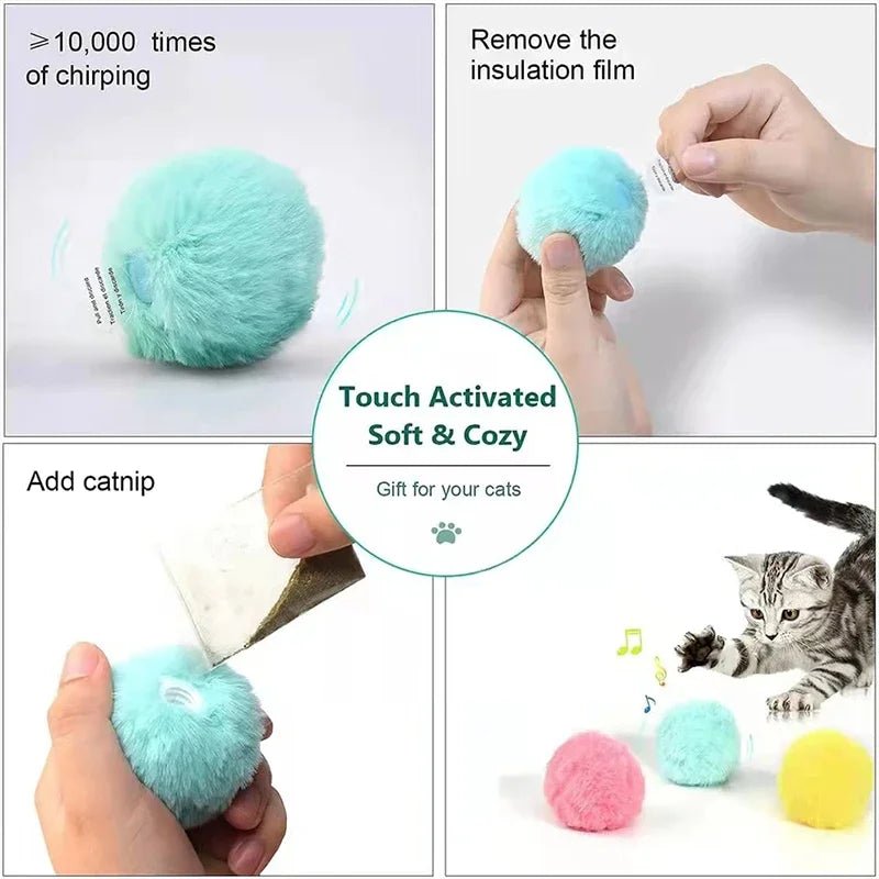 Interactive Plush Cat Toy Ball - Shopping Time Australia