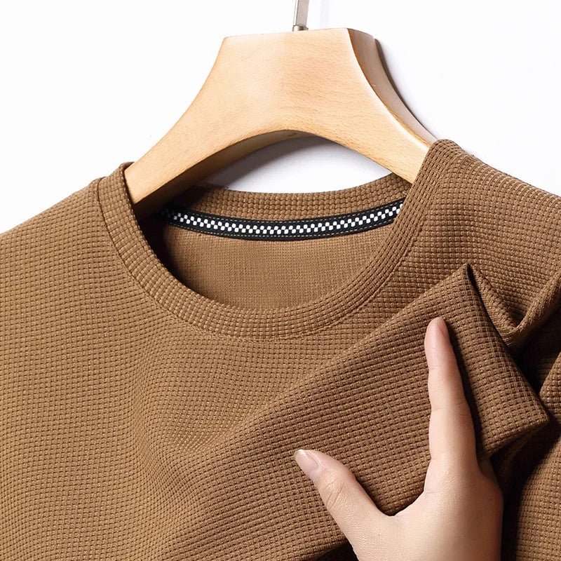 Men’s Waffle Knit Round Neck T-Shirt - Shopping Time Australia - T-Shirts