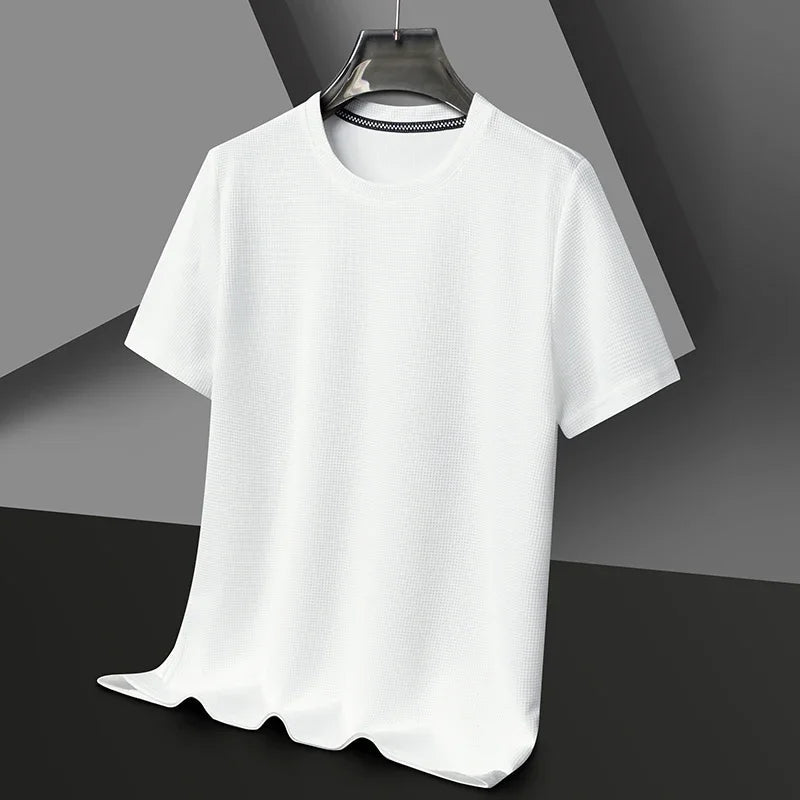 Men’s Waffle Knit Round Neck T-Shirt - Shopping Time Australia - T-Shirts