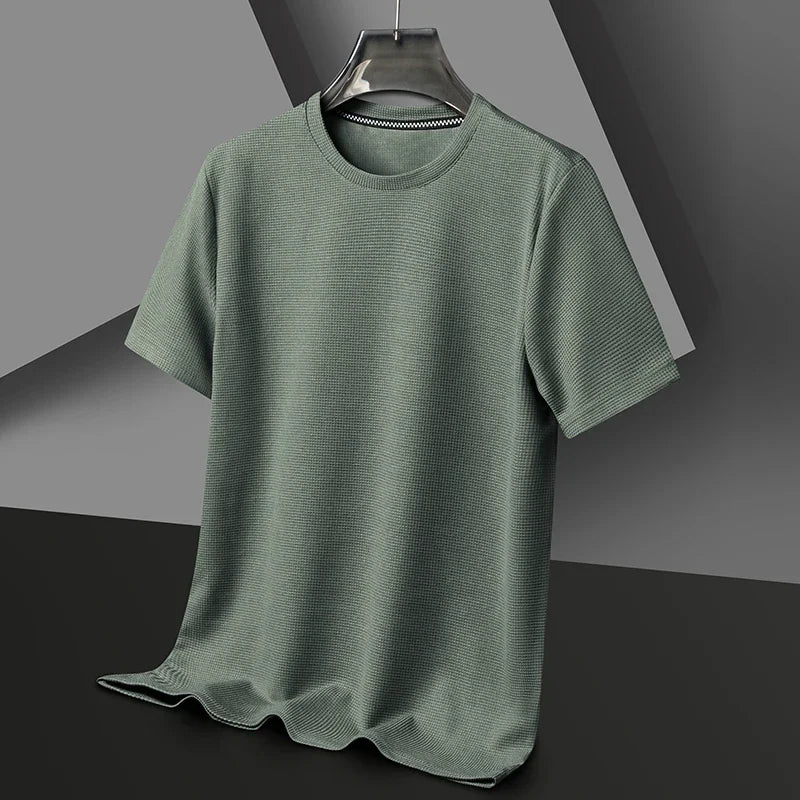 Men’s Waffle Knit Round Neck T-Shirt - Shopping Time Australia - T-Shirts