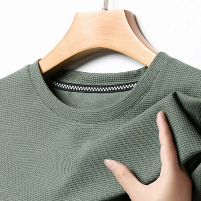 Men’s Waffle Knit Round Neck T-Shirt - Shopping Time Australia - T-Shirts