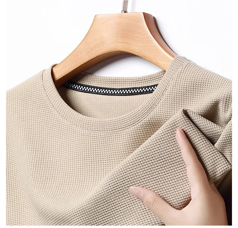 Men’s Waffle Knit Round Neck T-Shirt - Shopping Time Australia - T-Shirts