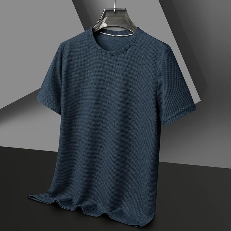 Men’s Waffle Knit Round Neck T-Shirt - Shopping Time Australia - T-Shirts