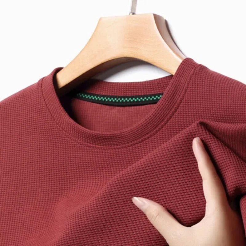 Men’s Waffle Knit Round Neck T-Shirt - Shopping Time Australia - T-Shirts