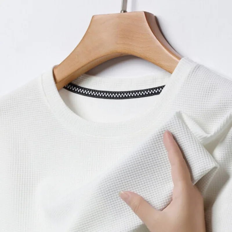 Men’s Waffle Knit Round Neck T-Shirt - Shopping Time Australia - T-Shirts