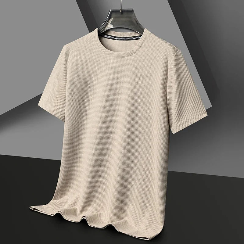 Men’s Waffle Knit Round Neck T-Shirt - Shopping Time Australia - T-Shirts