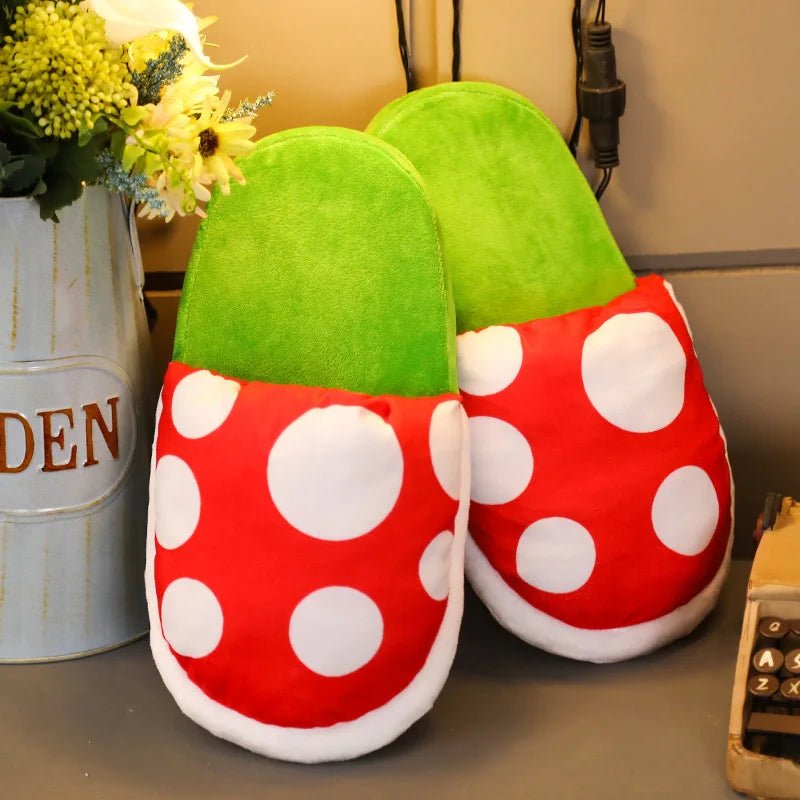 Mushroom Plush Piranha Plant - Inspired Home Slippers - Shopping Time Australia
