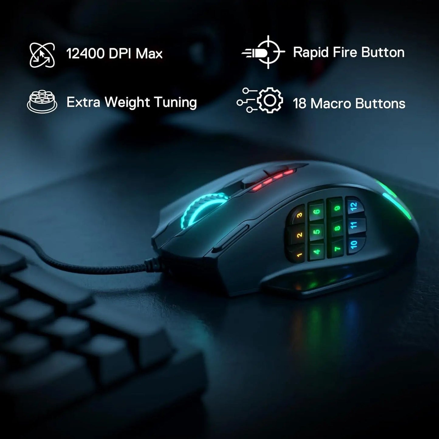 Redragon M908 Gaming Mouse Wired Gaming Mouse 12400 DPI - Shopping Time Australia