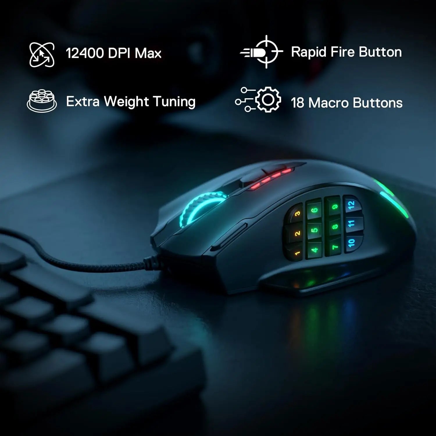 Redragon M908 Gaming Mouse Wired Gaming Mouse 12400 DPI - Shopping Time Australia