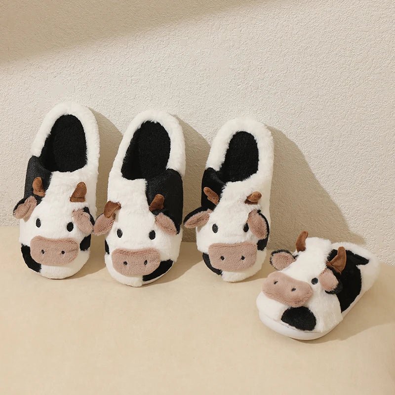 Winter Cartoon Cow Plush Slippers - Shopping Time Australia