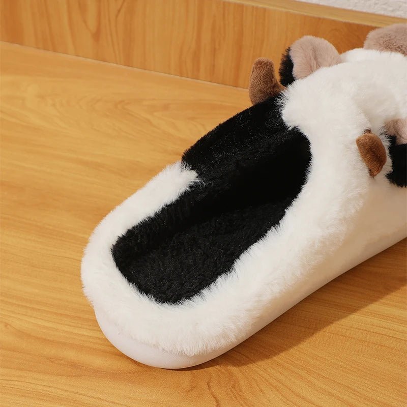 Winter Cartoon Cow Plush Slippers - Shopping Time Australia