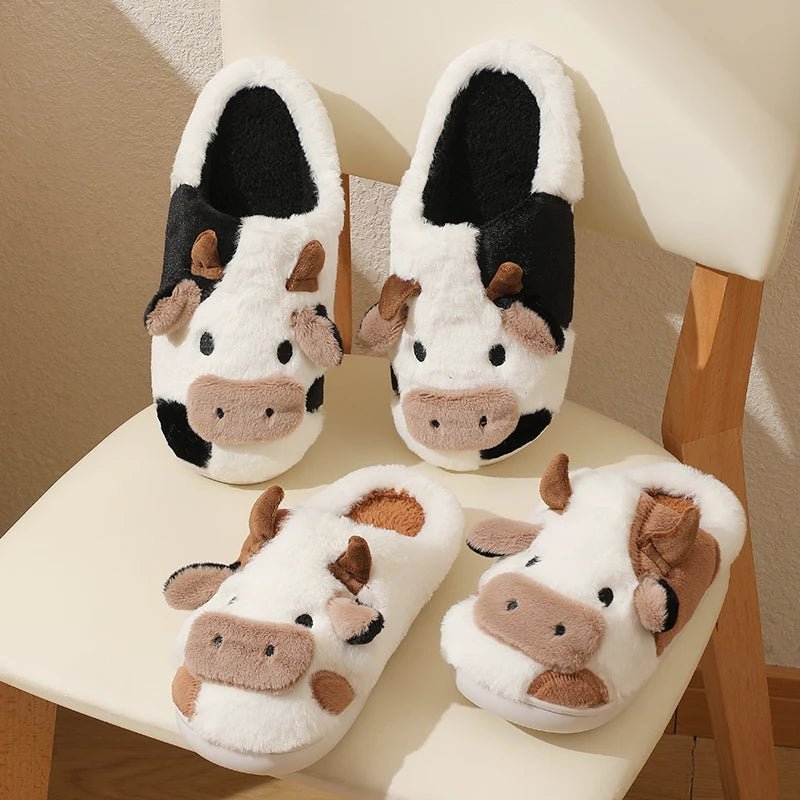 Winter Cartoon Cow Plush Slippers - Shopping Time Australia