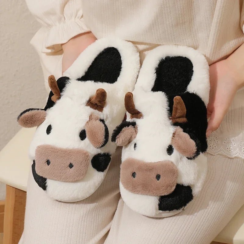 Winter Cartoon Cow Plush Slippers - Shopping Time Australia