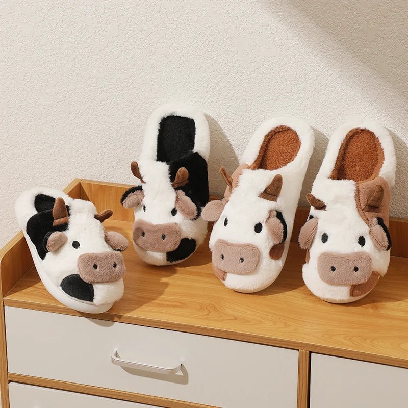 Winter Cartoon Cow Plush Slippers - Shopping Time Australia