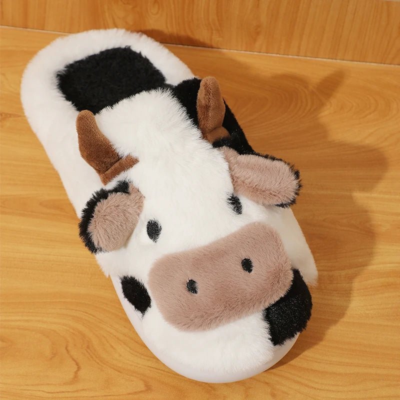 Winter Cartoon Cow Plush Slippers - Shopping Time Australia