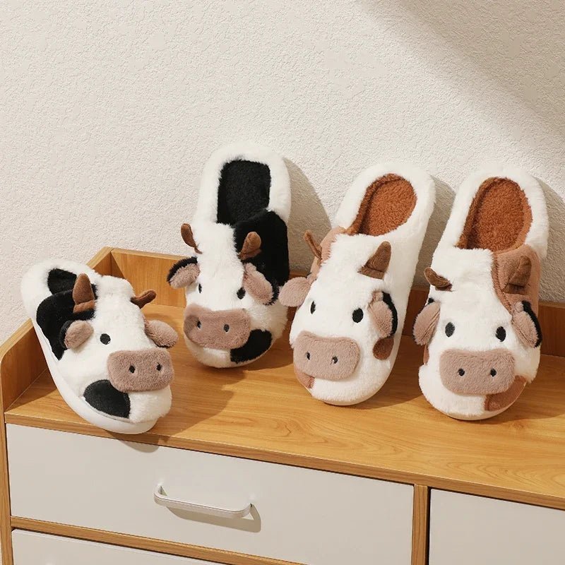 Winter Cartoon Cow Plush Slippers - Shopping Time Australia