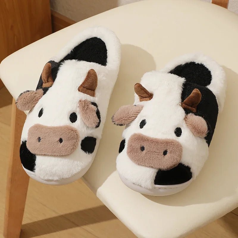 Winter Cartoon Cow Plush Slippers - Shopping Time Australia
